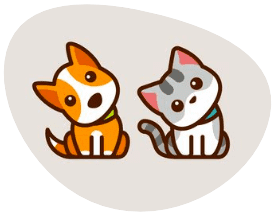 cute cat and dog illustration looking lost